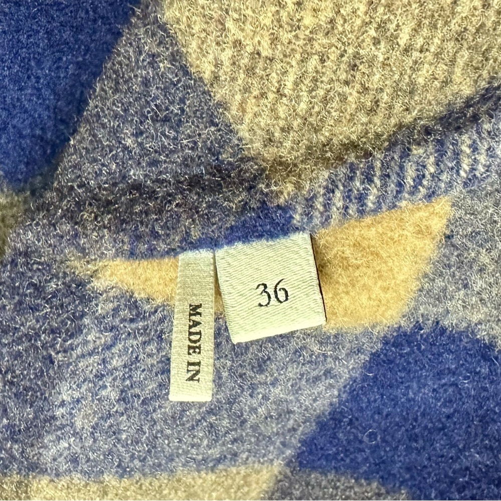 Sandro France Parisian-inspired Blue Checked Wool Denim Short Coat Sz French 36 - Picture 2 of 10